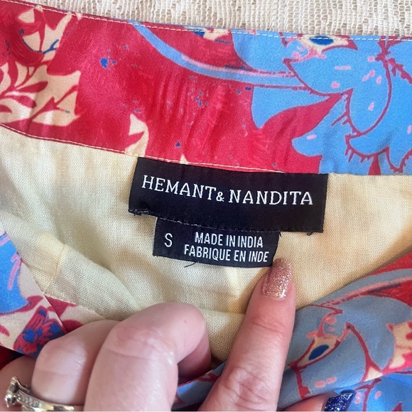 Anthropologie Hemant & Nandita Lourve metallic floral maxi skirt - Picture 3 of 12